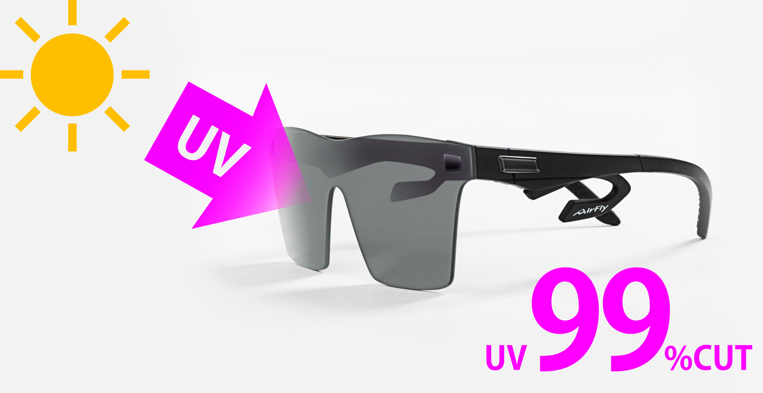 エアフライAF-501 スポーツカジュアルサングラス 紫外線99%カット UV対策